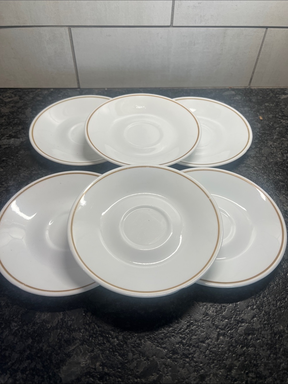 Corelle Indian Summer Classic White Saucer Set with brown Rim - Pack of 6